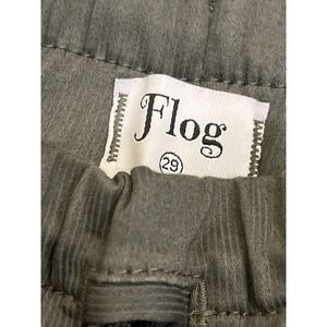 Flog Women Olive Green Elastic Drawstring Waist Corduroy Stretch Pants Size 29